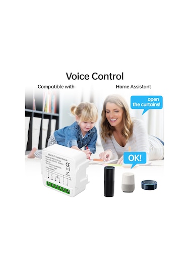 Shineyee Wifi Akıllı Perde Modülü - Uzak Kumanda, Zamanlama Ve Ses Kontrolü İle Tuya Uygulaması Entegresi, Alexa Ve Google Home Uyumlu