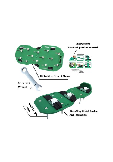 Bahçe Çim Bahçe Aletleri Çim Ripper Çivili Ayakkabılar 6 Metal Tokes Siyah