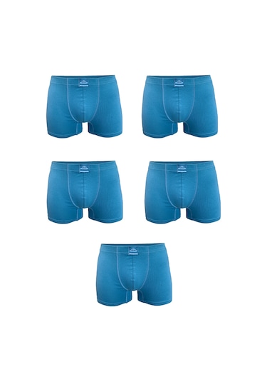 Malabadi Erkek Mavi 5 Li Pamuk Elastan Boxer 5m074 Mavi