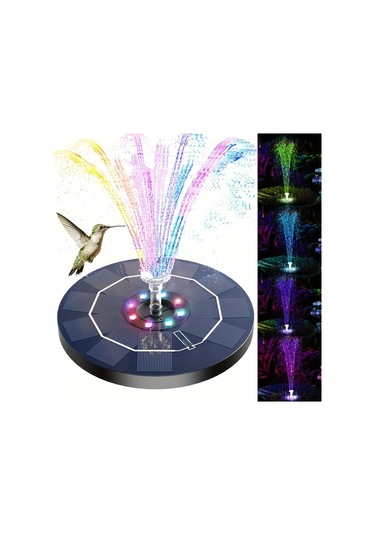 Honeybeeshop 3.5 Watt Renkli Led Işıklı Güneş Enerjili Çeşme Pompası Kuş Banyoları Bahçe Göletleri Ve Havuzlar İçin Lityum Pilli Kolay Kurulum