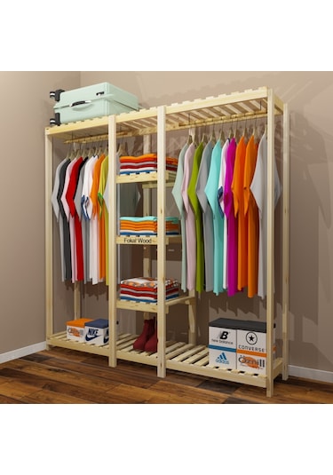Dula - Açık Ahşap Gardırop