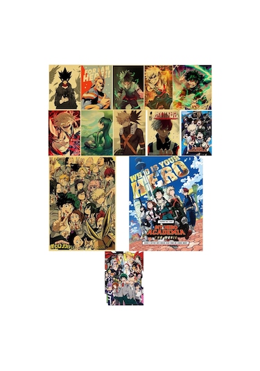 Boku No Hero Academia Anime Duvar Retro Poster 34 Adet 10cm 15cm