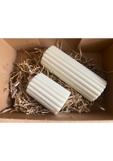 2 ' Li Pilar Model Doğal Renk %100 Soya Mum