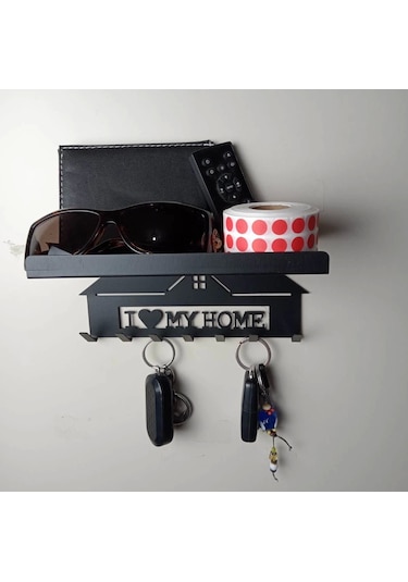 Azer Anahtar Askısı My Home Mat Siyah Mat Siyah