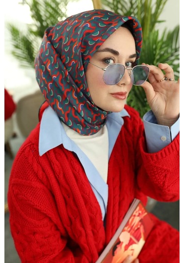 Twill Ipek Eşarp Petrol Yeşili, Kırmızı, Turuncu, Bordo, Saks...