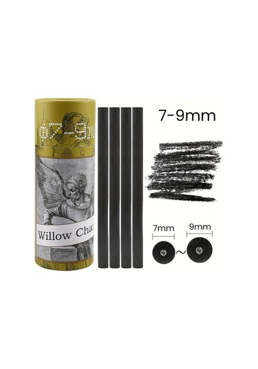 Eskiz Çizimi Ve Tonlama, Kara Kalem, Doğal Söğüt Kömürü Çubukları 7/9mm-25 Adet