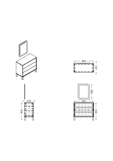 Şifonyer, Bali Çekmeceli Aynalı Şifonyer Çok Renkli