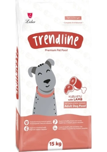 Trendline Kuzu Etli ve Pirinçli Yetişkin Köpek Maması 15 KG