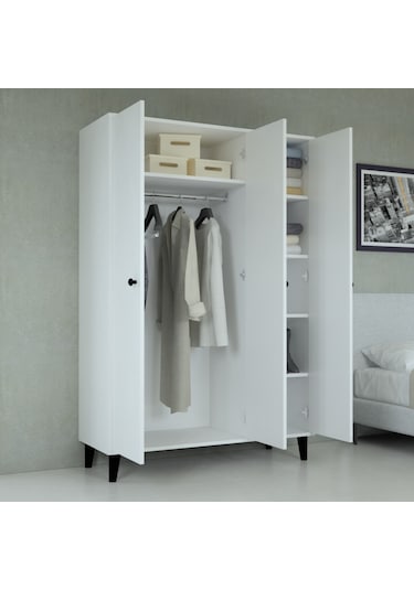 Mobilique Selin Üç Kapaklı Raflı Gardrop 600-00-434