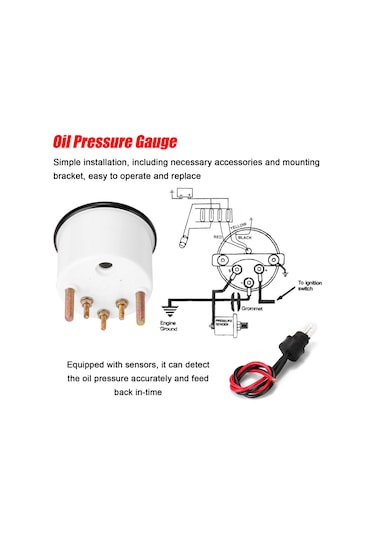 Lemestar Otomobil Yağ Basınç Ölçer Yeniden Takma 52mm Otomobil Yağ Basınç Aleti 0 100psı