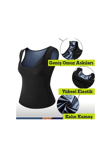 Extra Terletici Yeni İnce Kumaş Termal Sauna Pro Terleme Atleti (490854432) Siyah