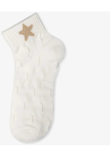 Bolero 3'lü Simli Nakışlı Kısa Çorap Beyaz