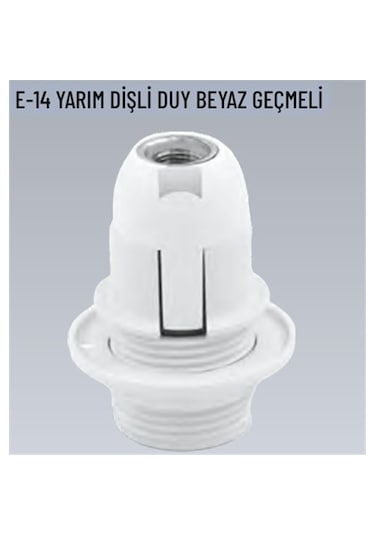 10 Adet E14 Yarım Dişli Geçmeli Beyaz Duy