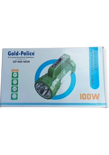 Gold Police Gp-680 Şarjlı El Feneri Projektör 100 Watt Beyaz