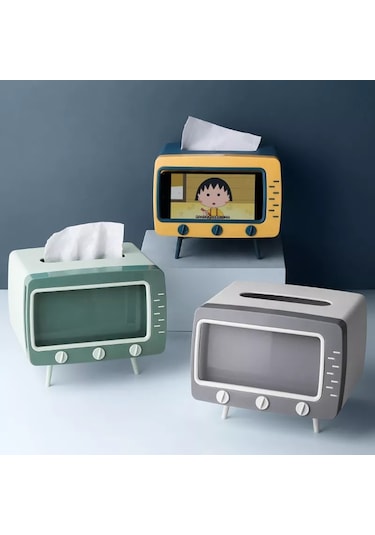 Kırmızı-yaratıcı 2 In 1 Tv Doku Kutusu Masaüstü Kağıt Tutucu Dağıtıcı Depolama Peçete Kılıfı Organizatör Cep Telefonu Tutucu İle