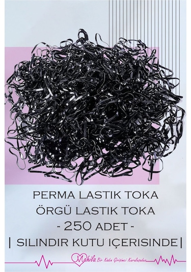 Lastik Toka, Perma Lastiği, Saç Tokası, Örgü Tokası, Saç Lastik Toka 1 Paket 250 Adet +-10 Adet Siyah