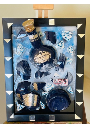 Epoksi Tablo Royal Salute Whısky Kırık Şişe Sanatı