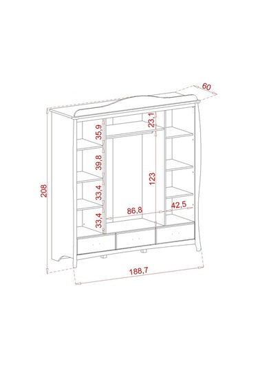 Meltem Kids Prestij Krem Genç Odası Dört Kapılı Dolap