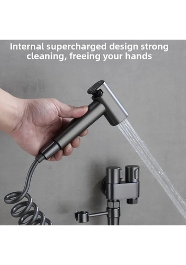 Fastbuy Dream011 Siyah Mat Tuvalet El Tipi Bide Seti 78 Inç Uzatma Hortumu Cift Kontrollü Valf Kendinden Temizlemeli Duş Başl Mat Siyah