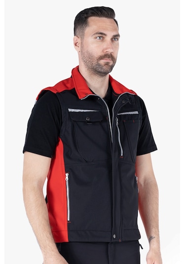 Softshell Yelek Siyah - Kırmızı