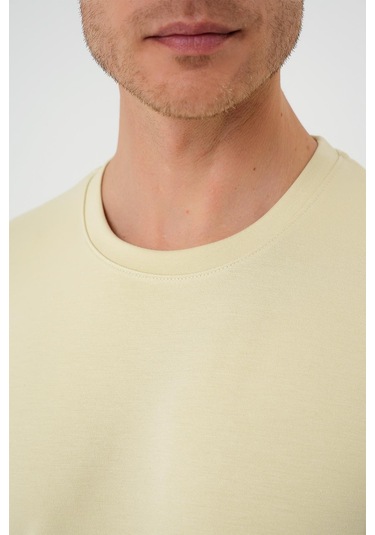 Comfort Fit Bisiklet Yaka Esnek Pamuk Casual Su Yeşili Tişört Ts 885 Su Yeşili