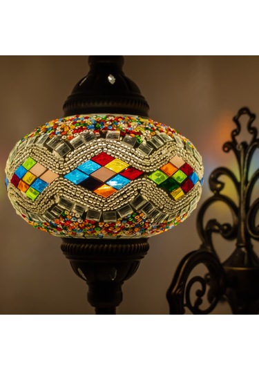 Mozaik Aplik Otantik Gece Lamba El Yapımı Mozaik Bahçe Lambası Çok Renkli