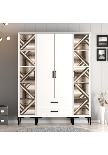 Variant Kumsal 4 Kapılı Ptp Gardrop - Beyaz / Beyaz