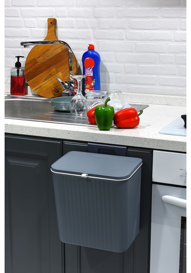 Tfx Çift Yön Kapak Tezgaha Asılabilir Çöp Kovası Gri Gri