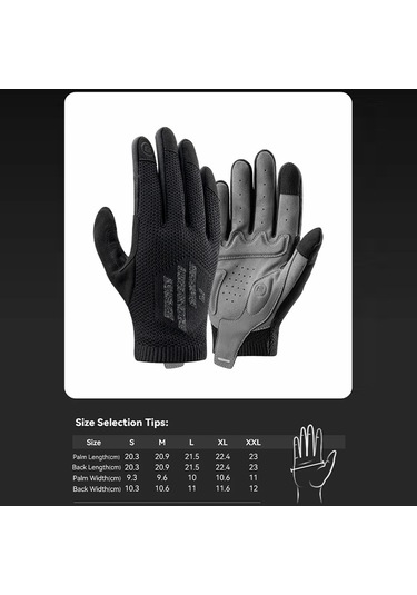 Rockbros S338 Erkek Bisiklet Eldiveni Yol Bisikleti Dokunmatik Ekran Tam Parmak Örme Eldivenler - M