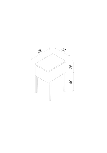 Enwood Canopus Mdf Gri Ahşap Ayaklı Tek Kapaklı Komodin