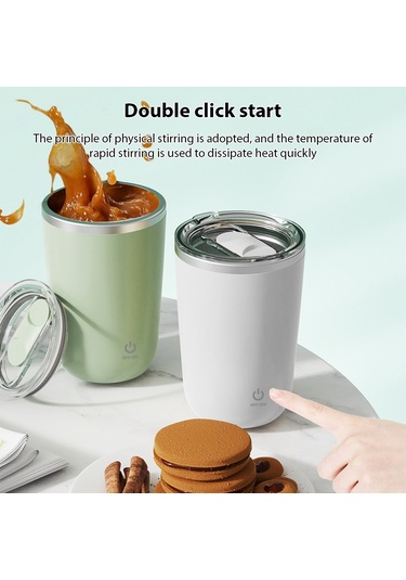 Mufunye Otomatik Karıştırmalı 350ml Şarjlı Termos - 304 Paslanmaz Çelik, Su Geçirmez, Ofis/spor İçin Yeşil