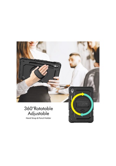 Samsung Galaxy Uyumlu Tab S9 Fe Sm-x510 Sm-x516b Pc+silikon Kılıf Kickstand Tablet Kılıfı Pet Ekran Koruyucu Ve El Kayışı