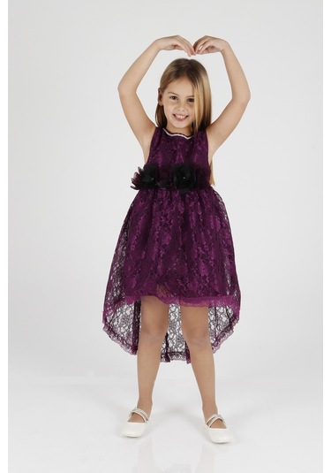 Ahengim Kız Çocuk Kuyruklu Dantelli Elbise Ak2208 001