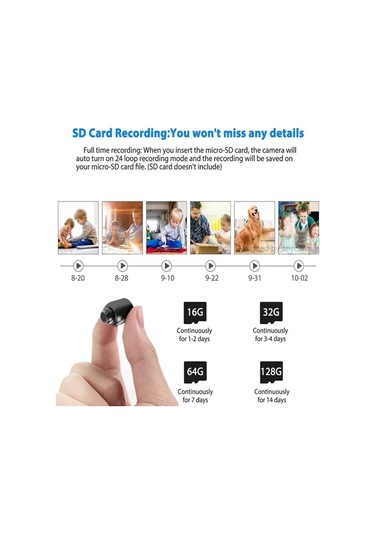 Leezsing Akıllı Wifi Mini Kamera - 1080p Gece Görüşlü, 160 Geniş Açı, Hareket Algılama, Telefondan Kontrol, Ev/ofis Güvenliği İçin