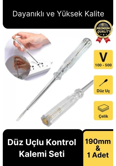 Özel Üretim Ev Ofis Akım Test Uzun Vida Tornavida Düz Uçlu Elektrik Kontrol Kalemi Seti 190mm-1 Adet