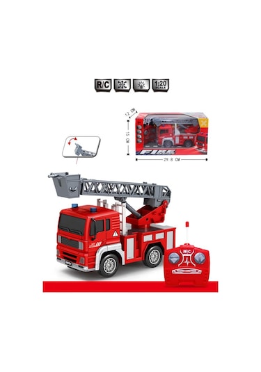 Kumandalı Oyuncak 1:20 Ölçek Pilli Işıklı Sesli Merdivenli İtfaiye Aracı