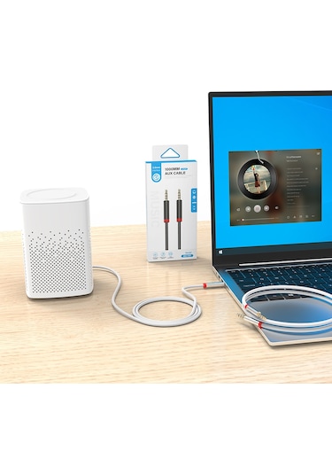 Ekılıf - Aux Audio Kablo 3.5mm 1m Au-707 Örgü Tasarımlı Aux Audio Kablo 3.5mm 1m - Beyaz - T37800 Beyaz