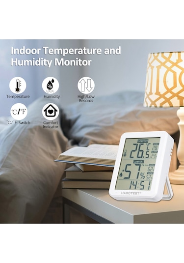 Springsun Habotest Mini Dijital Nem & Sıcaklık Ölçer İç Mekan Higrometre Termometre Ayaklık/asma