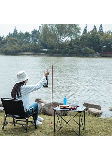 Moveevo Alüminyum Çift Kullanimlı Kamp Işığı Tutucu - Çekirdekli, Katlanabilir, Taşınabilir - Masa/toprak Tabanlı, Siyah Siyah