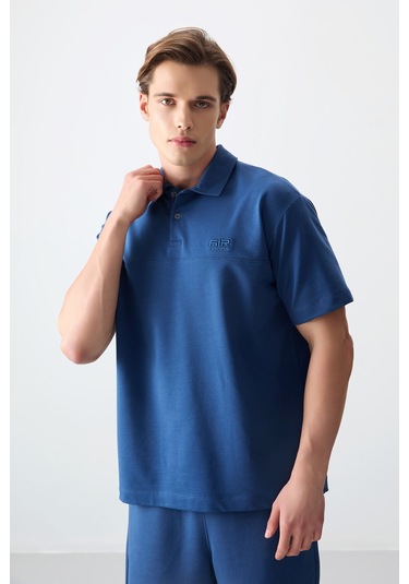 Tommy Life Parlament Pamuklu Kalın Yumuşak Dokulu Polo Yaka Oversize Fit Basic Erkek T- Shirt - 88382 Parlament