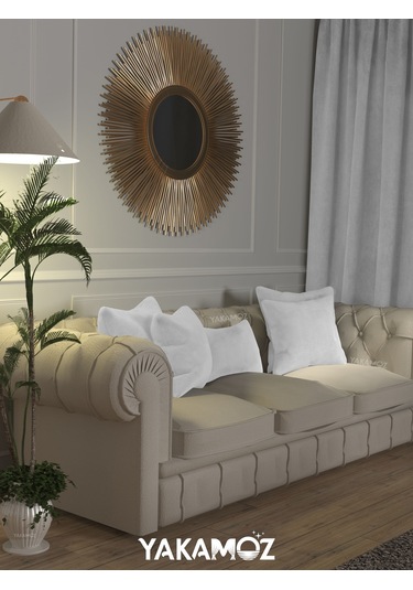 Beyaz Renk Kırlent , Yastık Kılıfı Kadife Görünümlü Velvet Touch Serisi Beyaz