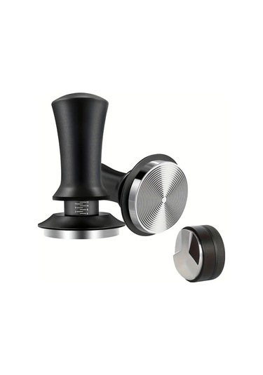 Dashanshop Kalibre Yaylı 53mm Paslanmaz Çelik Espresso Tamper - Kahve Öğütme Aleti Gri Desenli
