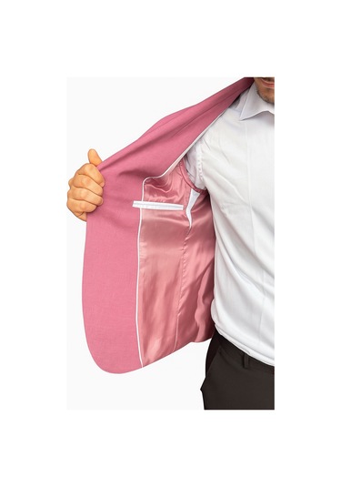 Plus Scorpion Gül Kurusu Erkek Slim Fit Tek Düğmeli Blazer Ceket Astarlı, Şık Ve Modern Kesim Gülkurusu