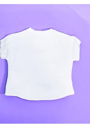 Kız Çocuk Pamuklu Elma Baskılı Bluz-14120 Ekru