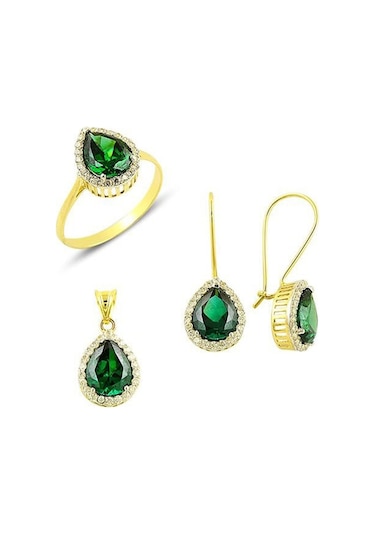 Yeşil Taşlı Mini Set 7.00 Gram 14 Ayar Altın