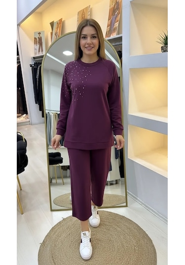 Nuss 1076 Taş Detay Takım Murdum Mürdüm