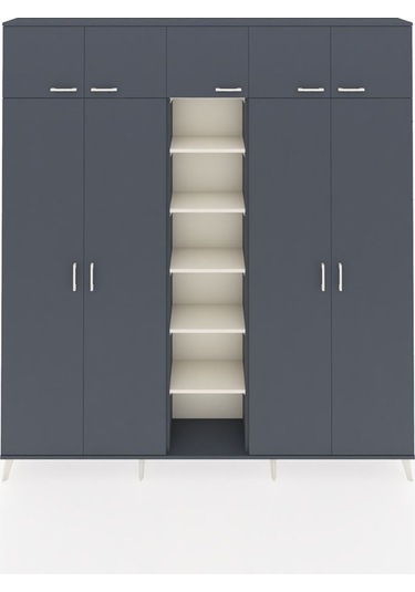 Arges Dolap 18 Raflı 9 Kapaklı 220x30x243 Antrasit-antrasit/aytaşı Antrasıt/aytası