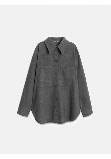Dilvin 50537 Örme Oversize Gömlek-gri Gri