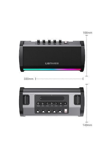 Lenyes S863 Rgb Led Işıklı Mikrofonlu Tws Bluetooth Speaker Hoparlör V5.3 Siyah