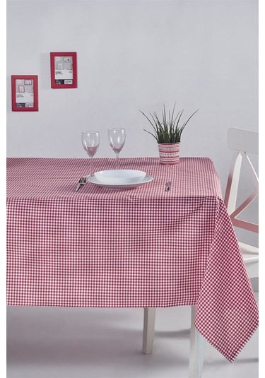 Kareli Desen Pötikareli Masa Örtüsü Kırmızı